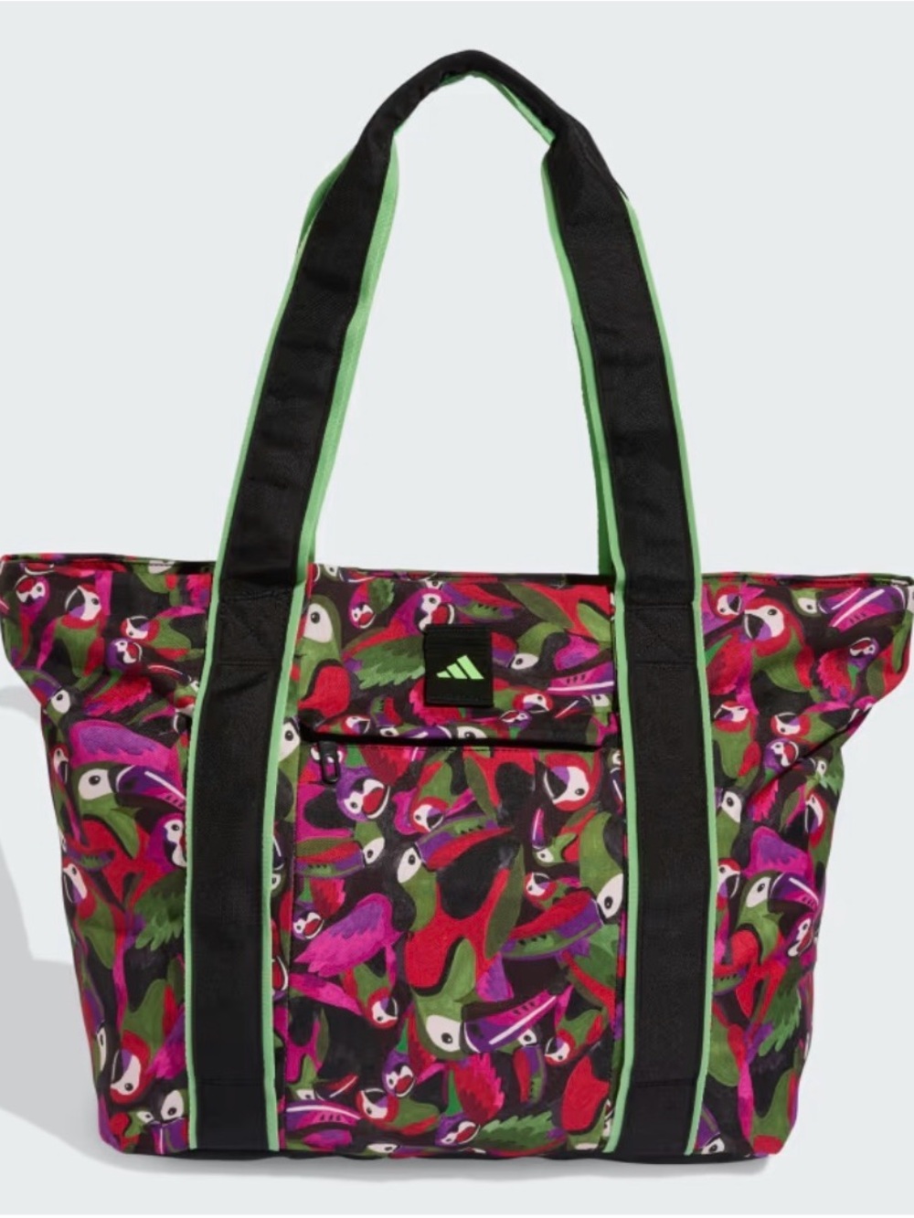 adidas Farm Rio Multicolor Parrot Print Tote with Black and Green Trim